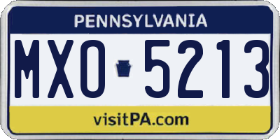 PA license plate MXO5213