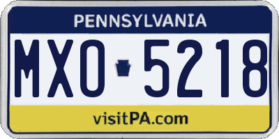 PA license plate MXO5218