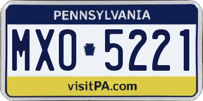 PA license plate MXO5221