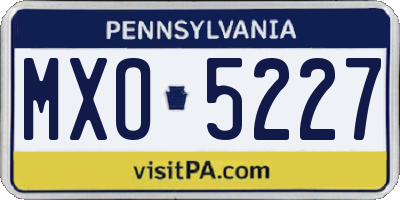 PA license plate MXO5227