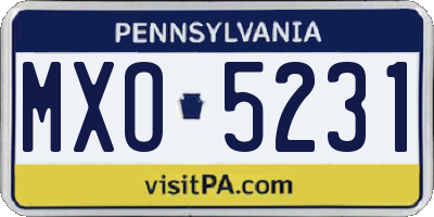 PA license plate MXO5231