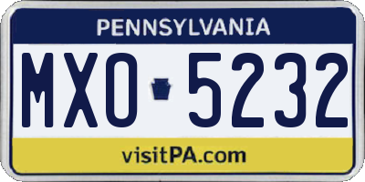 PA license plate MXO5232