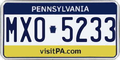 PA license plate MXO5233