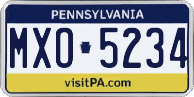 PA license plate MXO5234