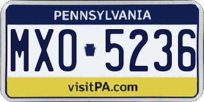 PA license plate MXO5236
