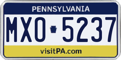 PA license plate MXO5237