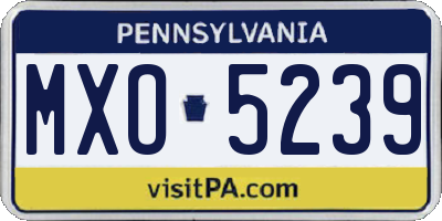 PA license plate MXO5239