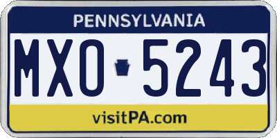 PA license plate MXO5243