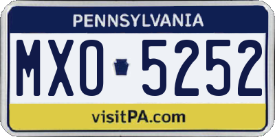 PA license plate MXO5252