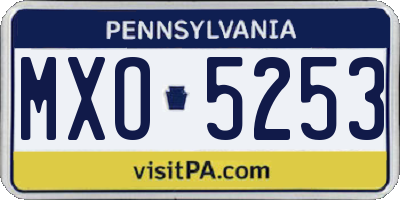 PA license plate MXO5253