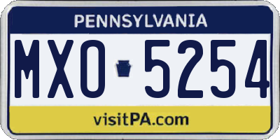 PA license plate MXO5254