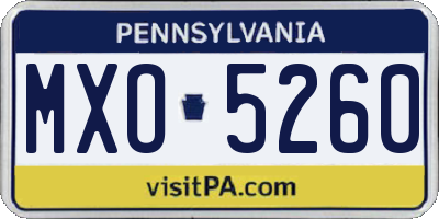 PA license plate MXO5260