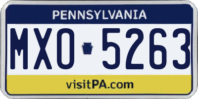 PA license plate MXO5263