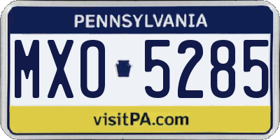 PA license plate MXO5285