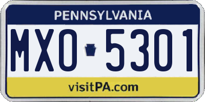 PA license plate MXO5301