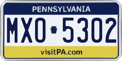 PA license plate MXO5302