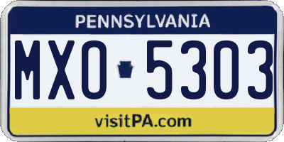 PA license plate MXO5303