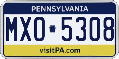 PA license plate MXO5308
