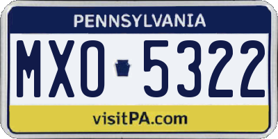 PA license plate MXO5322