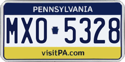 PA license plate MXO5328