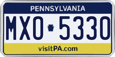 PA license plate MXO5330