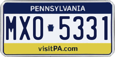 PA license plate MXO5331