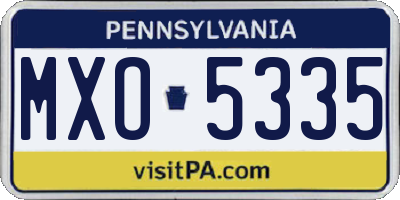 PA license plate MXO5335