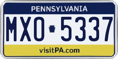 PA license plate MXO5337