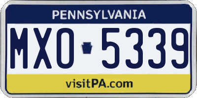 PA license plate MXO5339
