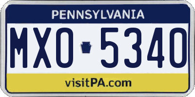 PA license plate MXO5340