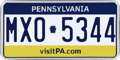 PA license plate MXO5344