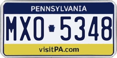 PA license plate MXO5348