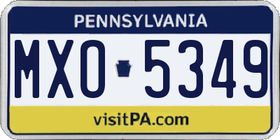 PA license plate MXO5349