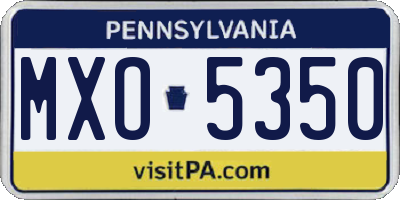 PA license plate MXO5350
