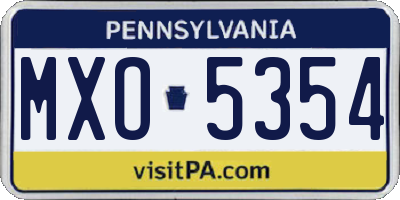 PA license plate MXO5354