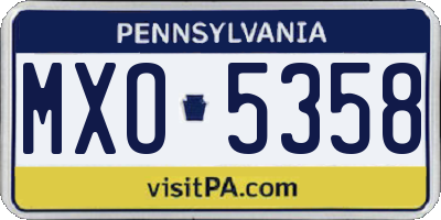 PA license plate MXO5358
