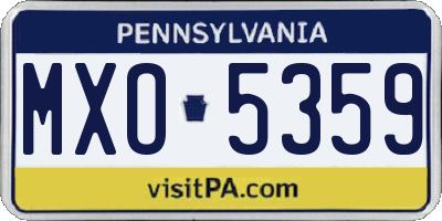 PA license plate MXO5359