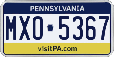 PA license plate MXO5367