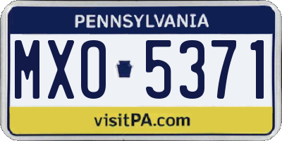 PA license plate MXO5371