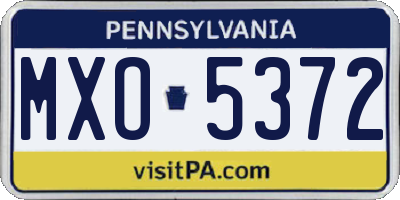 PA license plate MXO5372