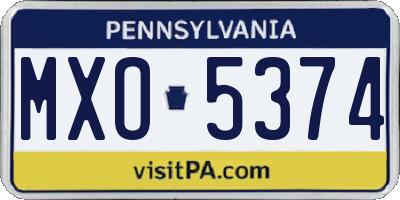 PA license plate MXO5374