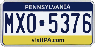 PA license plate MXO5376