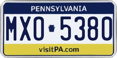 PA license plate MXO5380