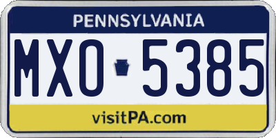 PA license plate MXO5385