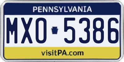 PA license plate MXO5386