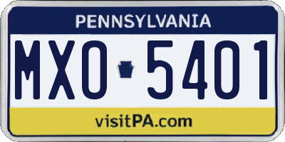 PA license plate MXO5401
