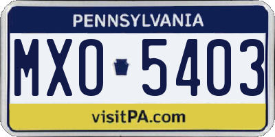PA license plate MXO5403