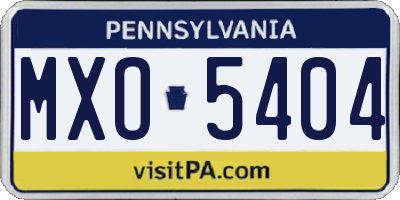 PA license plate MXO5404