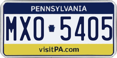 PA license plate MXO5405