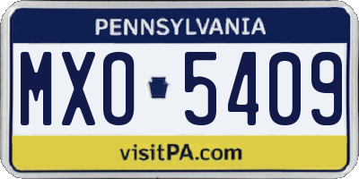 PA license plate MXO5409